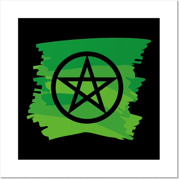 Pagan Pentagram Green Paint Witch Magick Wall Art by vikki182@hotmail.co.uk